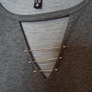 Love & Legend Grey Top with silver bars Size 3XL